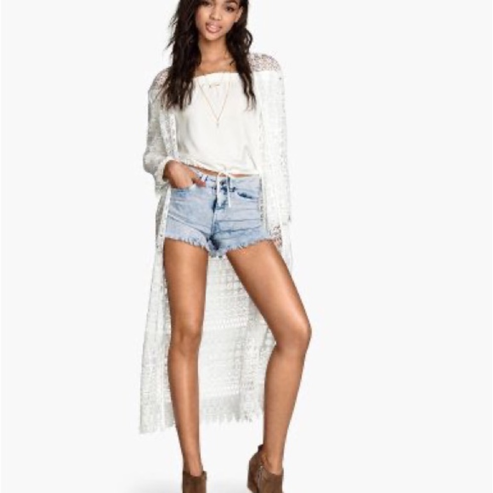 New without tag H&M loves coachella white lace crochet coverup kimono cover up